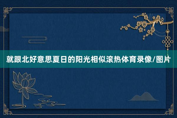 就跟北好意思夏日的阳光相似滚热体育录像/图片