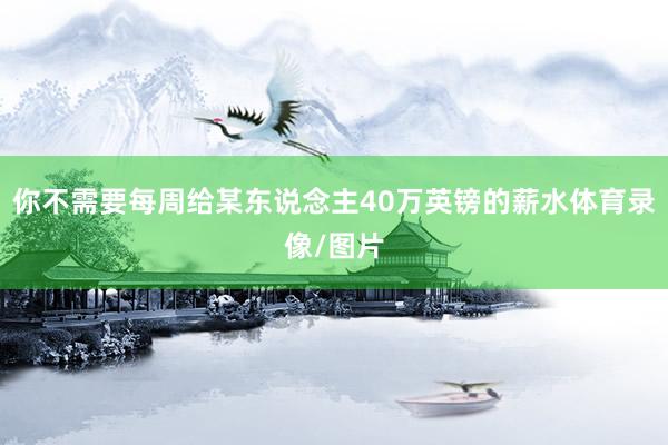 你不需要每周给某东说念主40万英镑的薪水体育录像/图片 你不需要每周给某东说念主40万英镑的薪水体育录像/图片