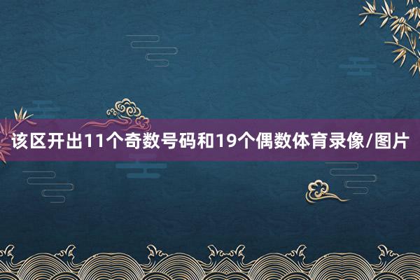该区开出11个奇数号码和19个偶数体育录像/图片