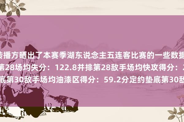 转播方晒出了本赛季湖东说念主五连客比赛的一些数据：严防成果：121.3排第28场均失分：122.8并排第28敌手场均快攻得分：22.6分定约垫底第30敌手场均油漆区得分：59.2分定约垫底第30敌手掷中率：50.2%排第28    体育最新信息